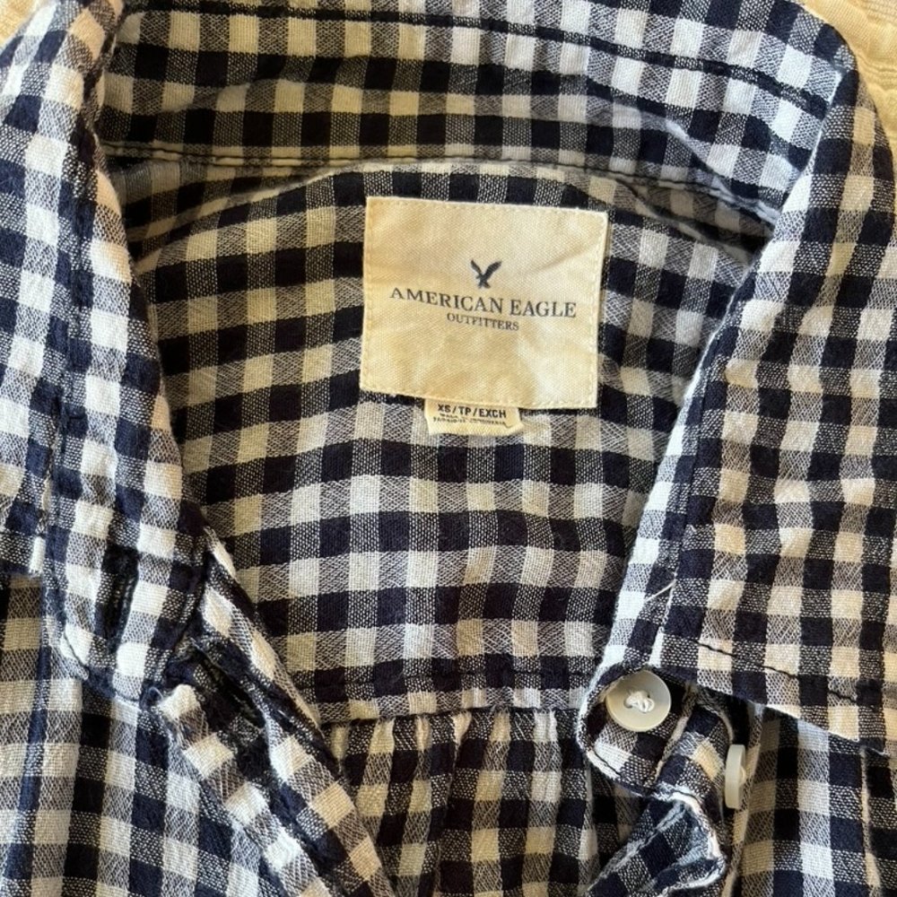 American Eagle Button Down Gingham Check Shirt - … - image 2